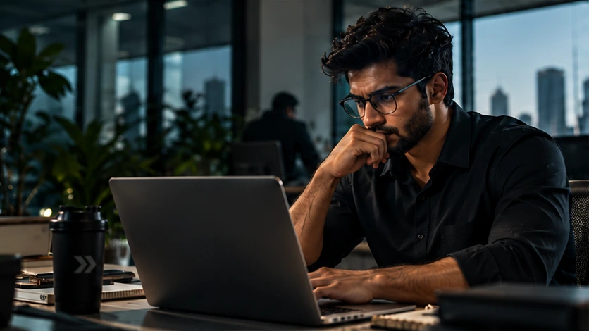 Professional working at a laptop